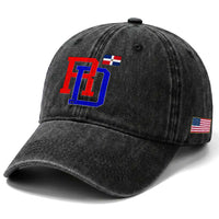 Dominican Republic Washed Cotton Baseball Cap Distressed RD Flag Dominican Pride