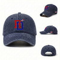 Dominican Republic Washed Cotton Baseball Cap Distressed RD Flag Dominican Pride
