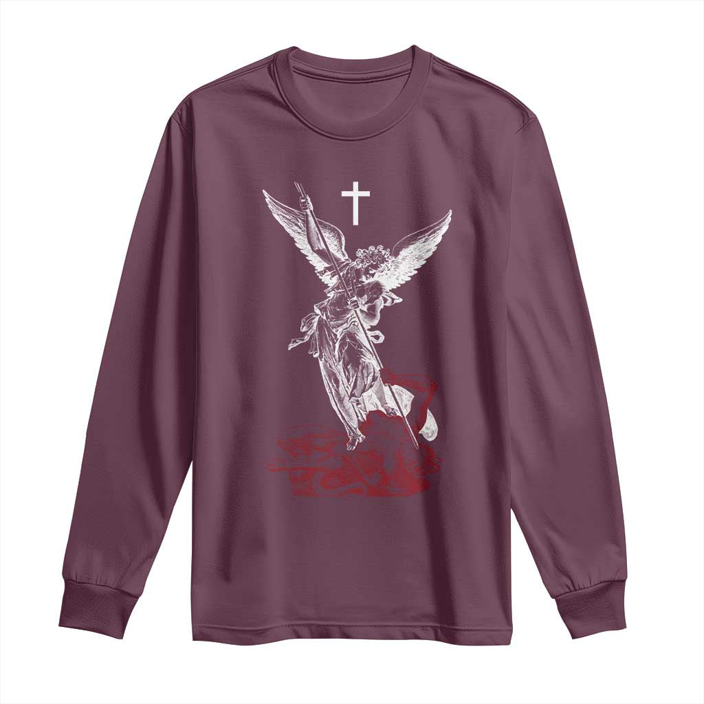 Saint Michael The Archangel Defeating Satan Long Sleeve Shirt