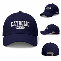 Catholic Since 33 AD Baseball Cap Vintage Varsity Crucifix Jesus Eucharist Christianity