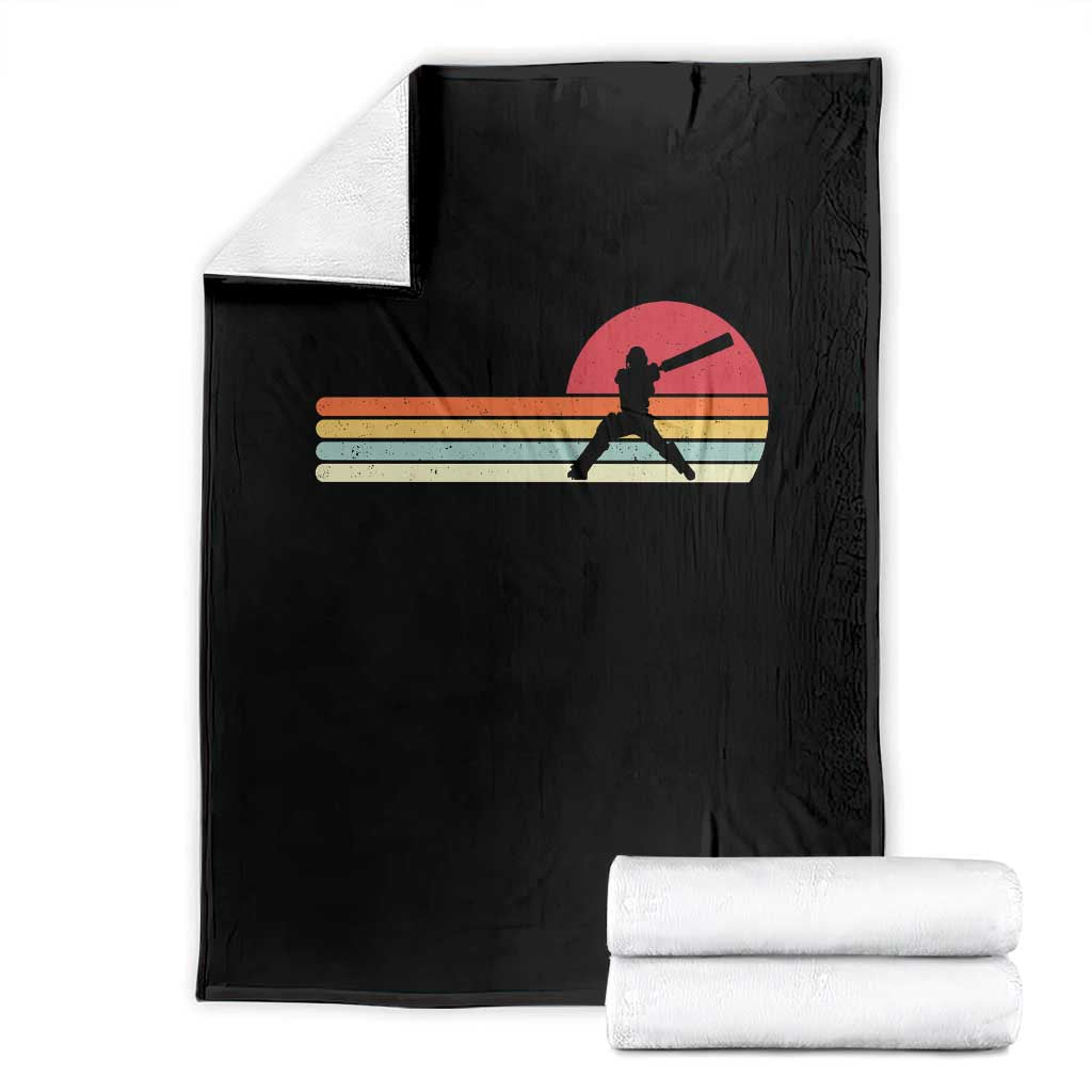Retro Cricket Player Throw Blanket Retro Vintage Sport Batsman Cricket Gifts