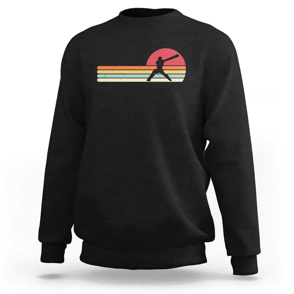 Retro Cricket Player Sweatshirt Retro Vintage Sport Batsman Cricket Gifts