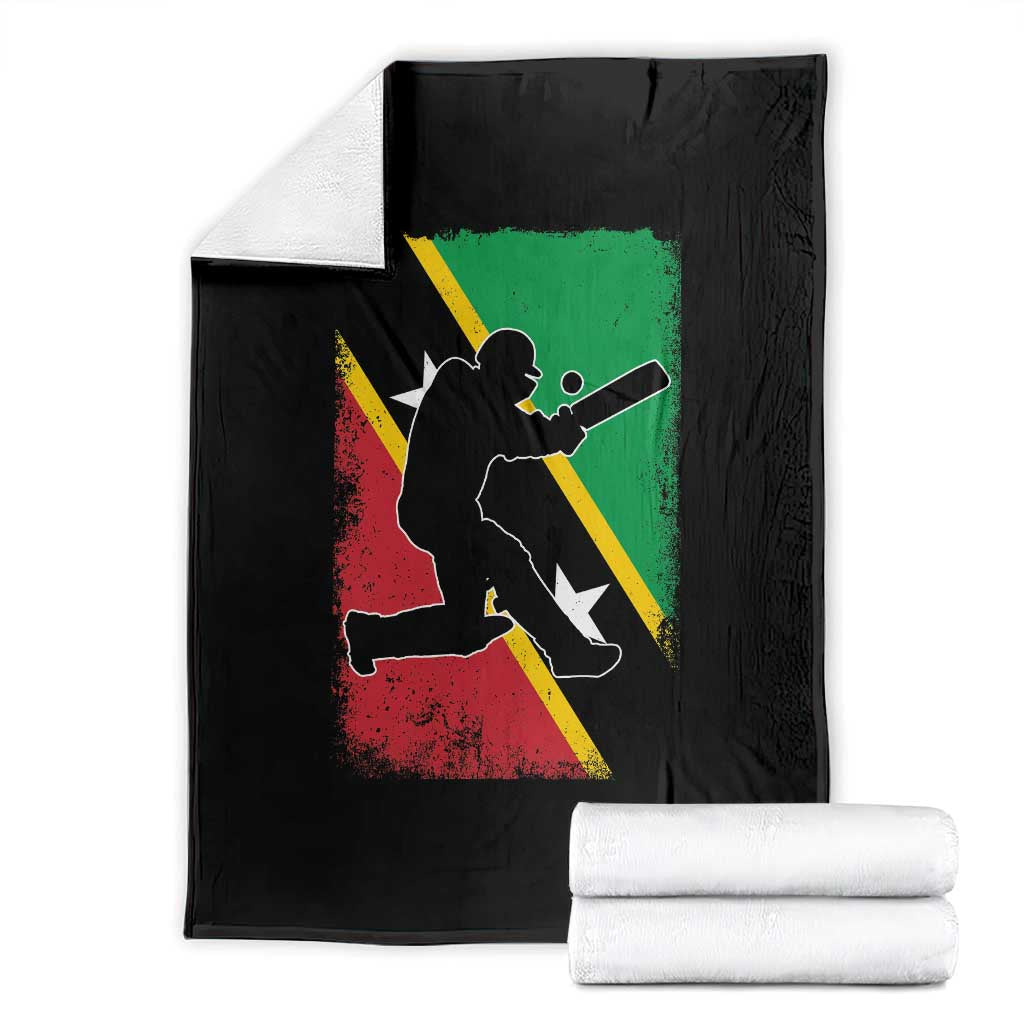 Saint Kitts and Nevis Cricket Throw Blanket Retro Vintage Sport Kittitian Flag West Indies Cricket Fan