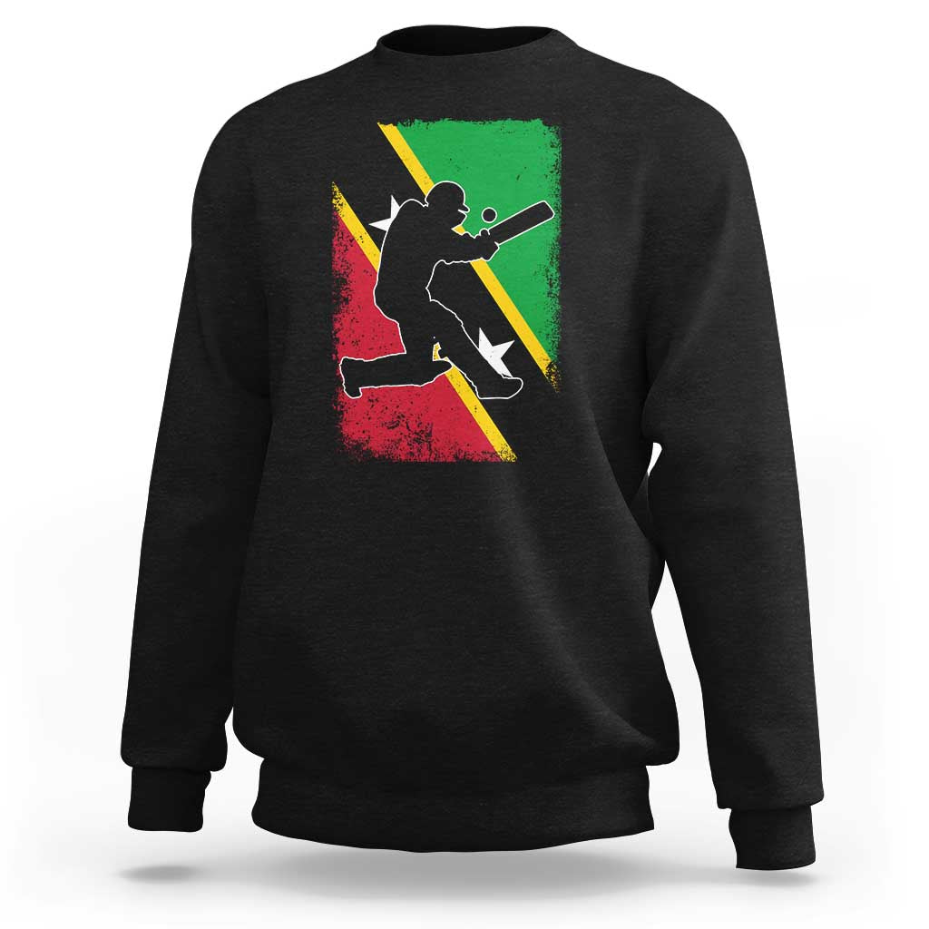 Saint Kitts and Nevis Cricket Sweatshirt Retro Vintage Sport Kittitian Flag West Indies Cricket Fan