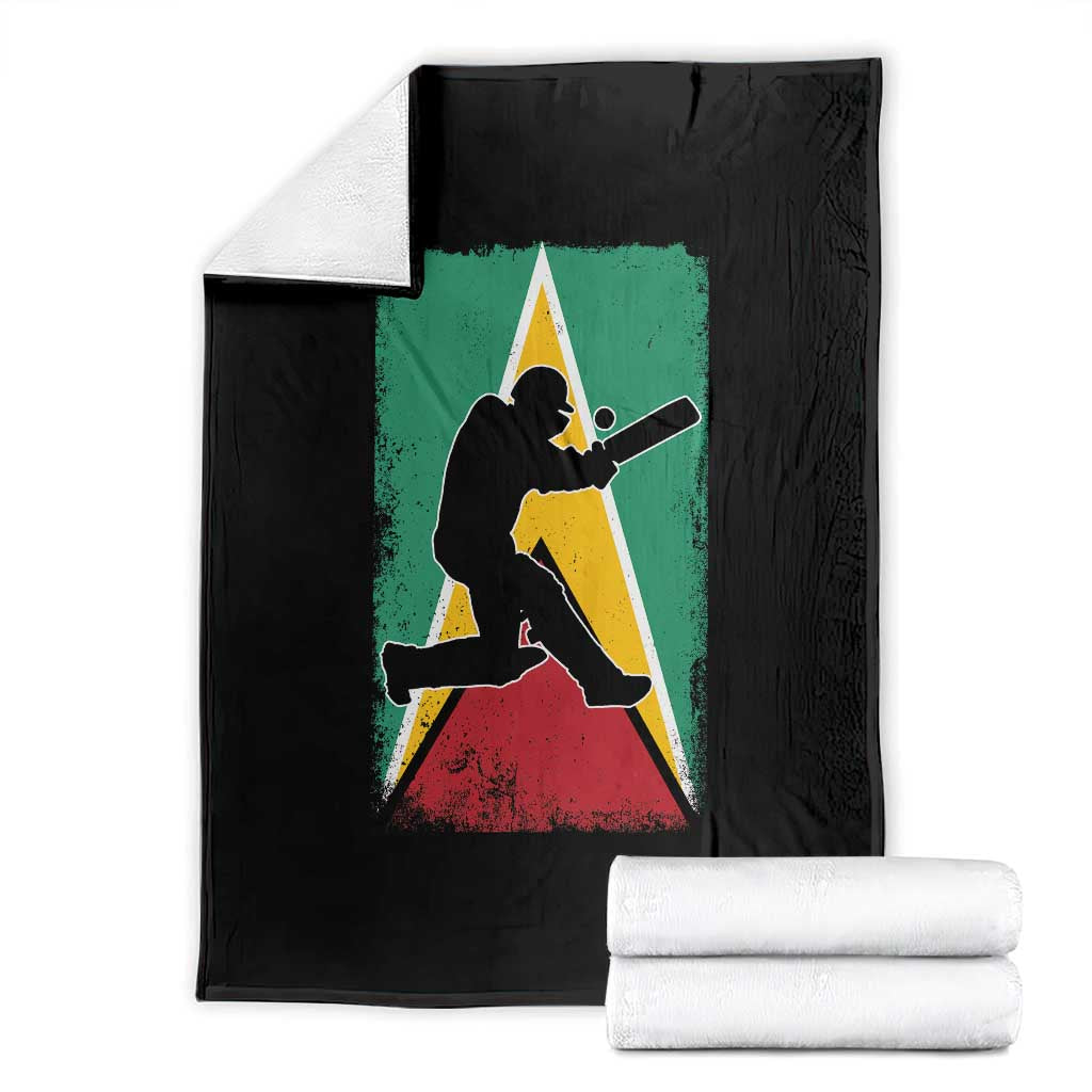 Guyana Cricket Throw Blanket Retro Vintage Sport Guyanese Flag West Indies Cricket Fan