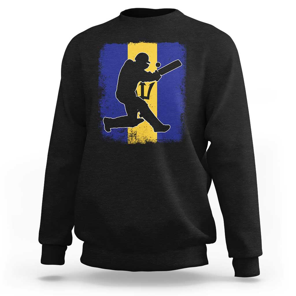 Barbados Cricket Sweatshirt Retro Vintage Sport Bajan Flag West Indies Cricket Fan