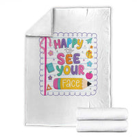 Happy To See Your Face Cute Teacher Back To School Graphic Throw Blanket