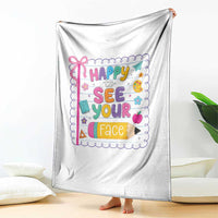 Happy To See Your Face Cute Teacher Back To School Graphic Throw Blanket