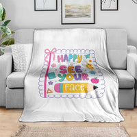 Happy To See Your Face Cute Teacher Back To School Graphic Throw Blanket