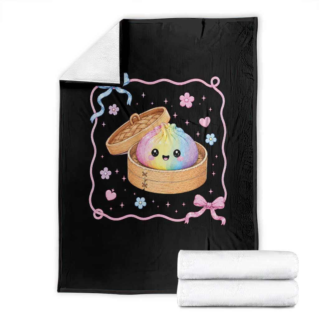 Squishy Lovers Throw Blanket Cute Dumpling Graphic Coquette Bow Girls