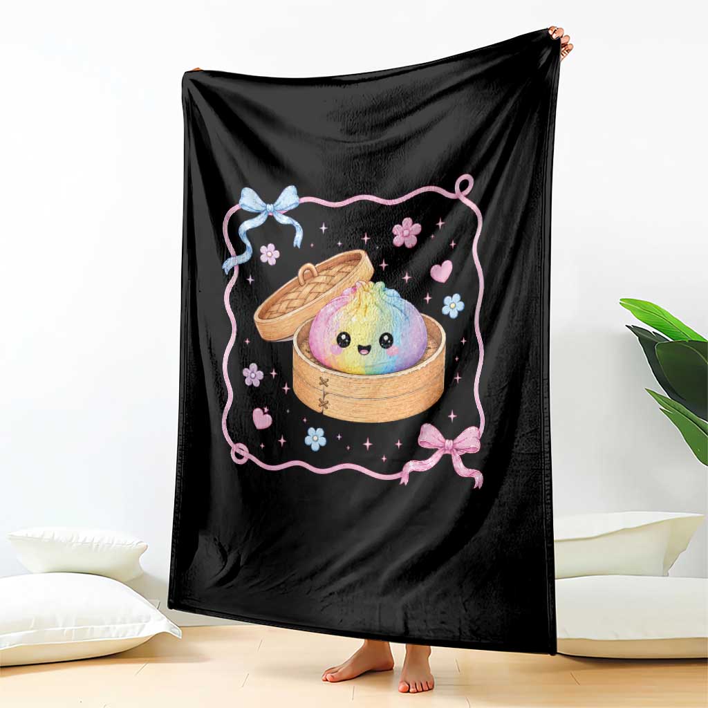 Squishy Lovers Throw Blanket Cute Dumpling Graphic Coquette Bow Girls