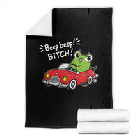 Beep Beep Frog Throw Blanket Funny Driving Frog Red Convertible Car Graphic
