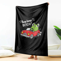 Beep Beep Frog Throw Blanket Funny Driving Frog Red Convertible Car Graphic