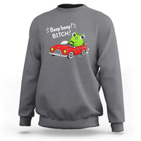 Beep Beep Frog Sweatshirt Funny Driving Frog Red Convertible Car Graphic