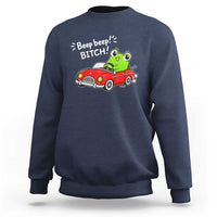 Beep Beep Frog Sweatshirt Funny Driving Frog Red Convertible Car Graphic