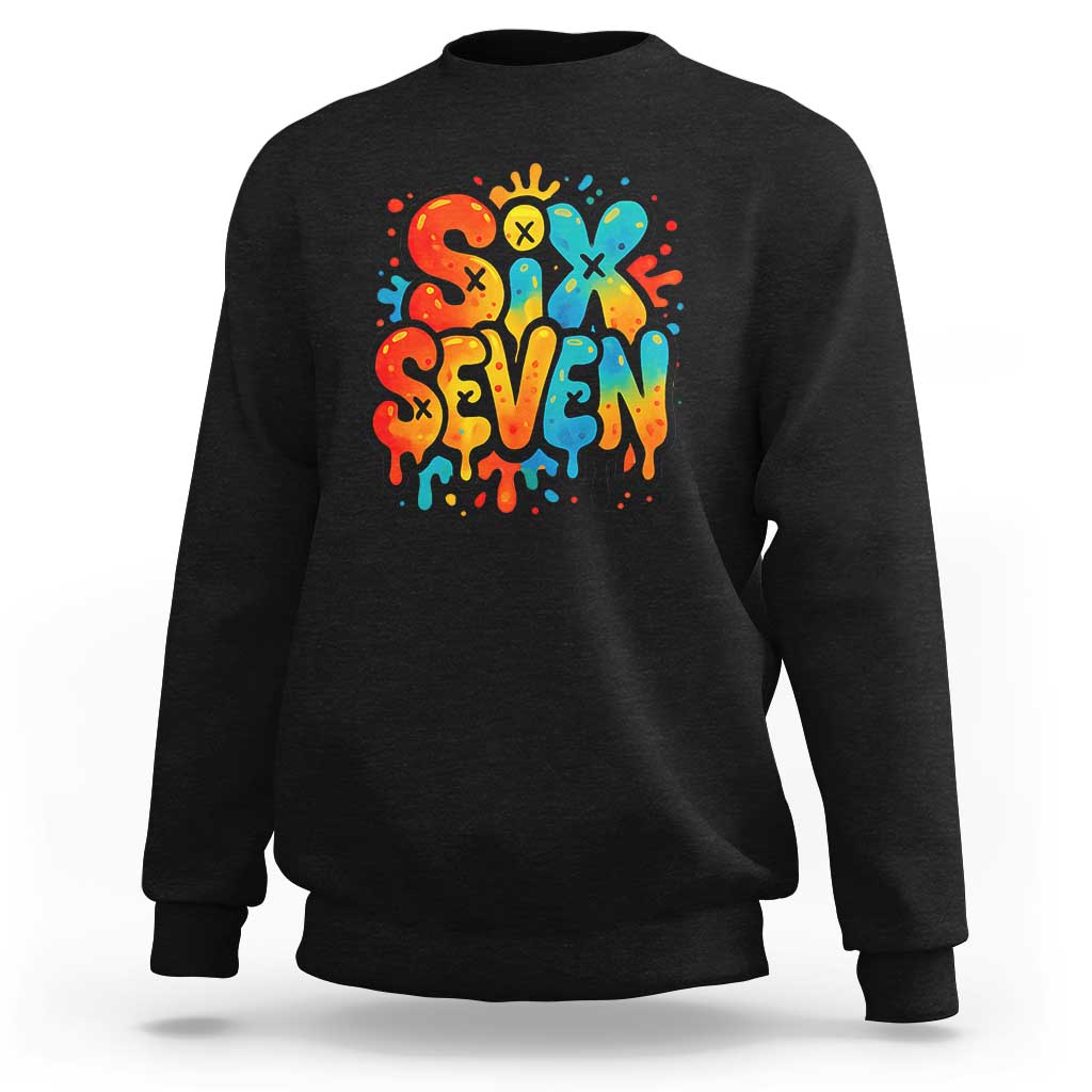 Fun Six Seven Graffiti Sweatshirt Funny 67 Meme Gen Alpha Slang Streetwear Hip Hop - Wonder Print Shop