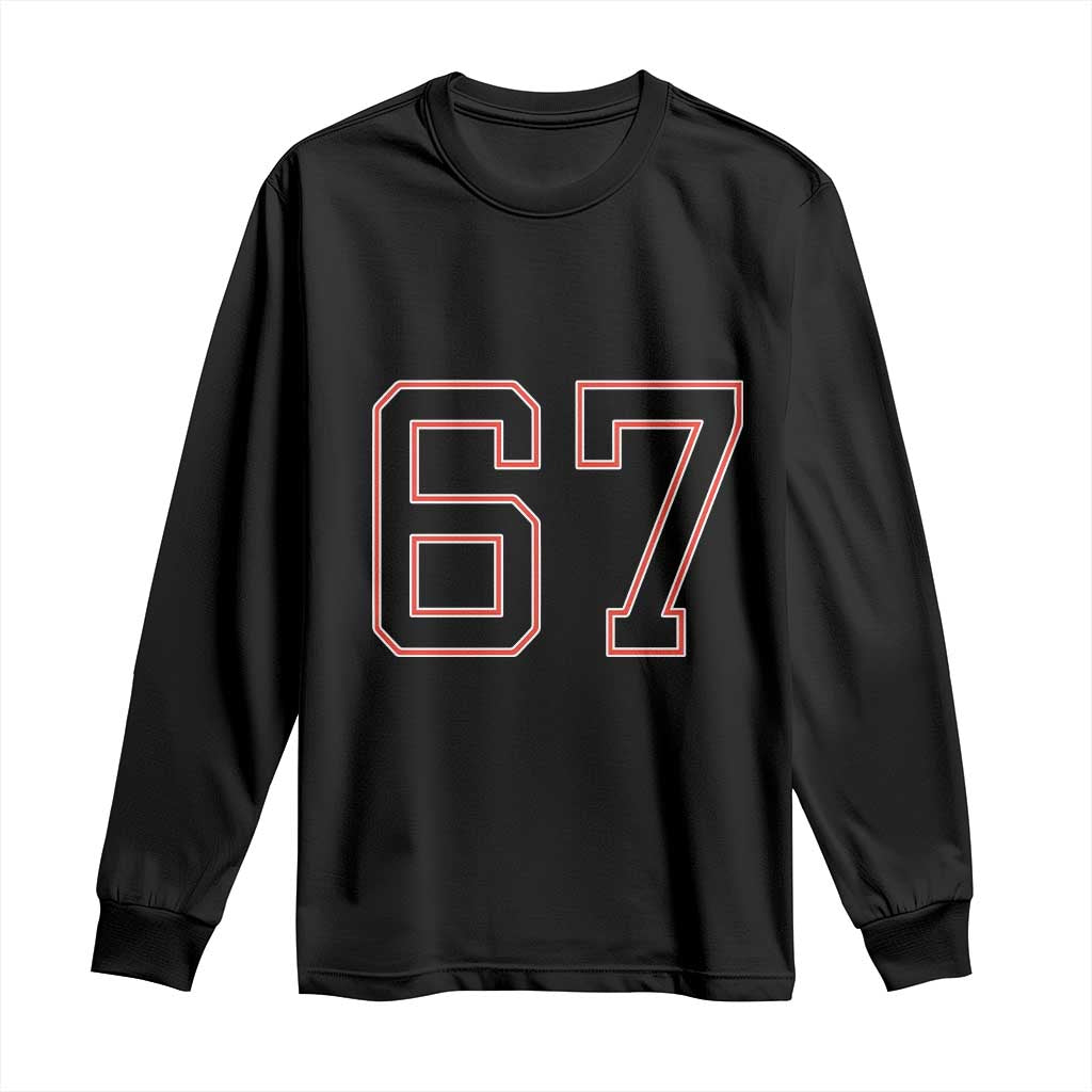 Number 67 Meme Long Sleeve Shirt Funny Six Seven Varsity Sports Team Jersey - Wonder Print Shop