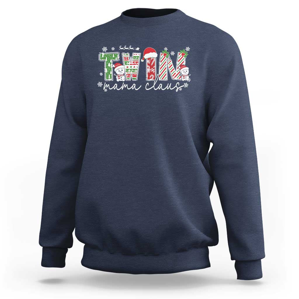 Christmas Twin Mama Claus Sweatshirt Pregnancy Announcement - Wonder Print Shop