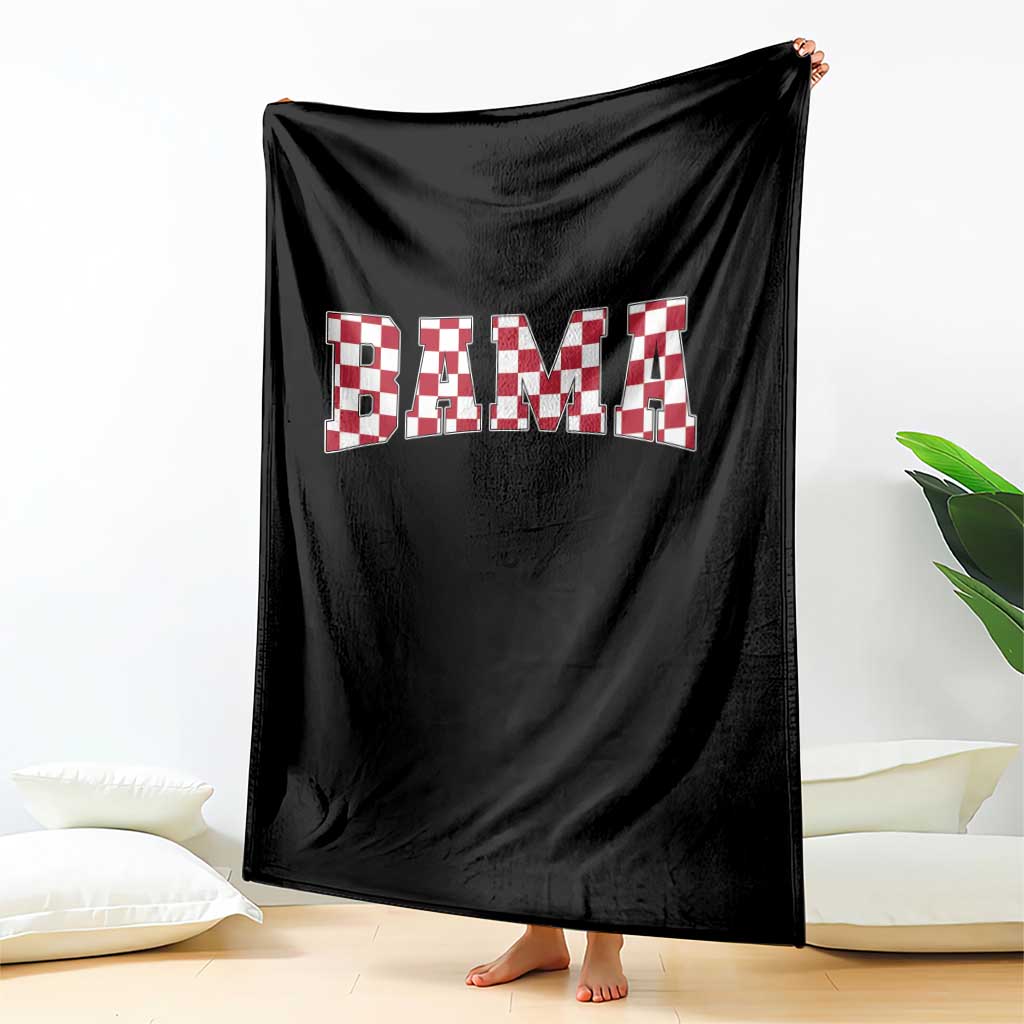 Vintage Bama Throw Blanket Retro Checkered Varsity Alabama Lover AL State - Wonder Print Shop