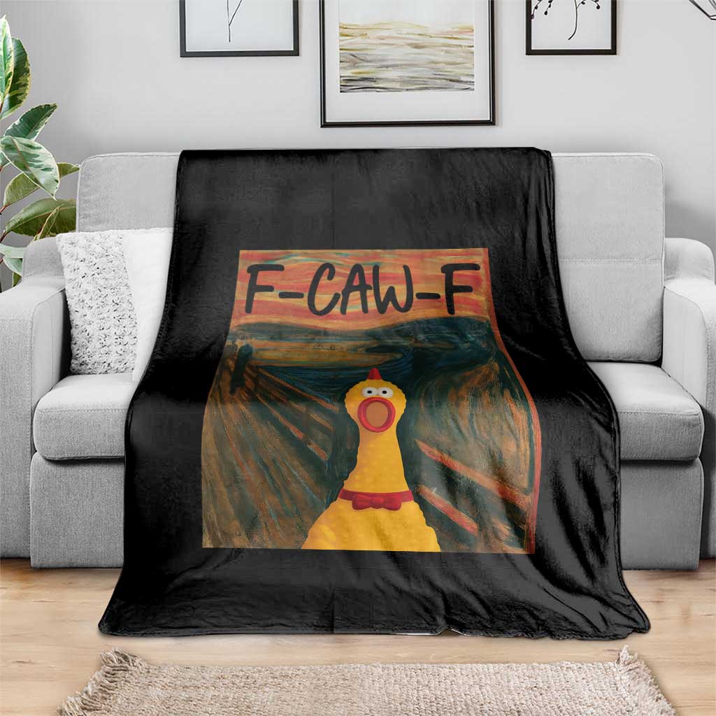 F Caw F Screaming Chicken Throw Blanket Funny Fawk Off Meme - Wonder Print Shop