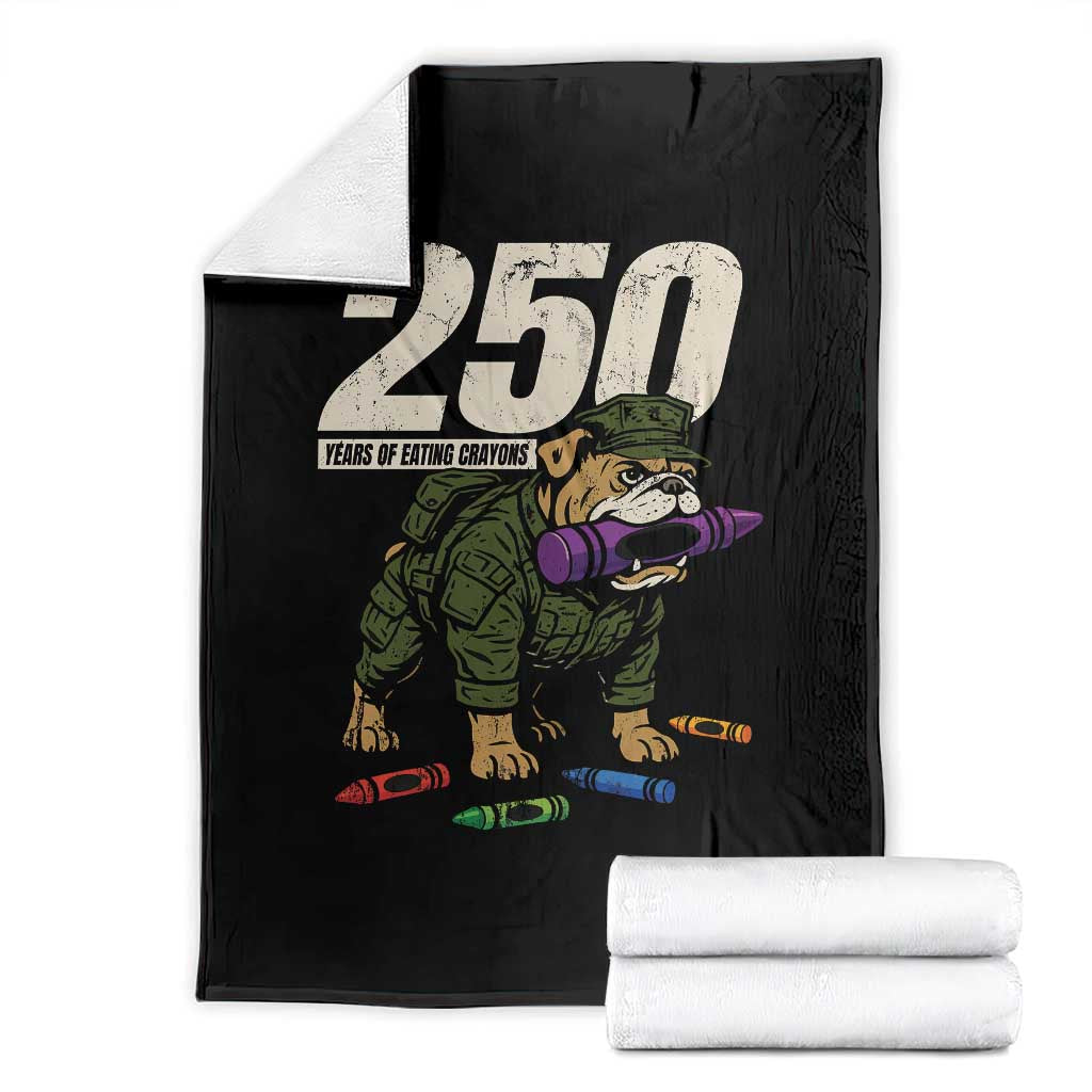 250 Years Of Eating Crayons Throw Blanket Vintage Bulldog Patriotic Veteran Military Gift - Wonder Print Shop