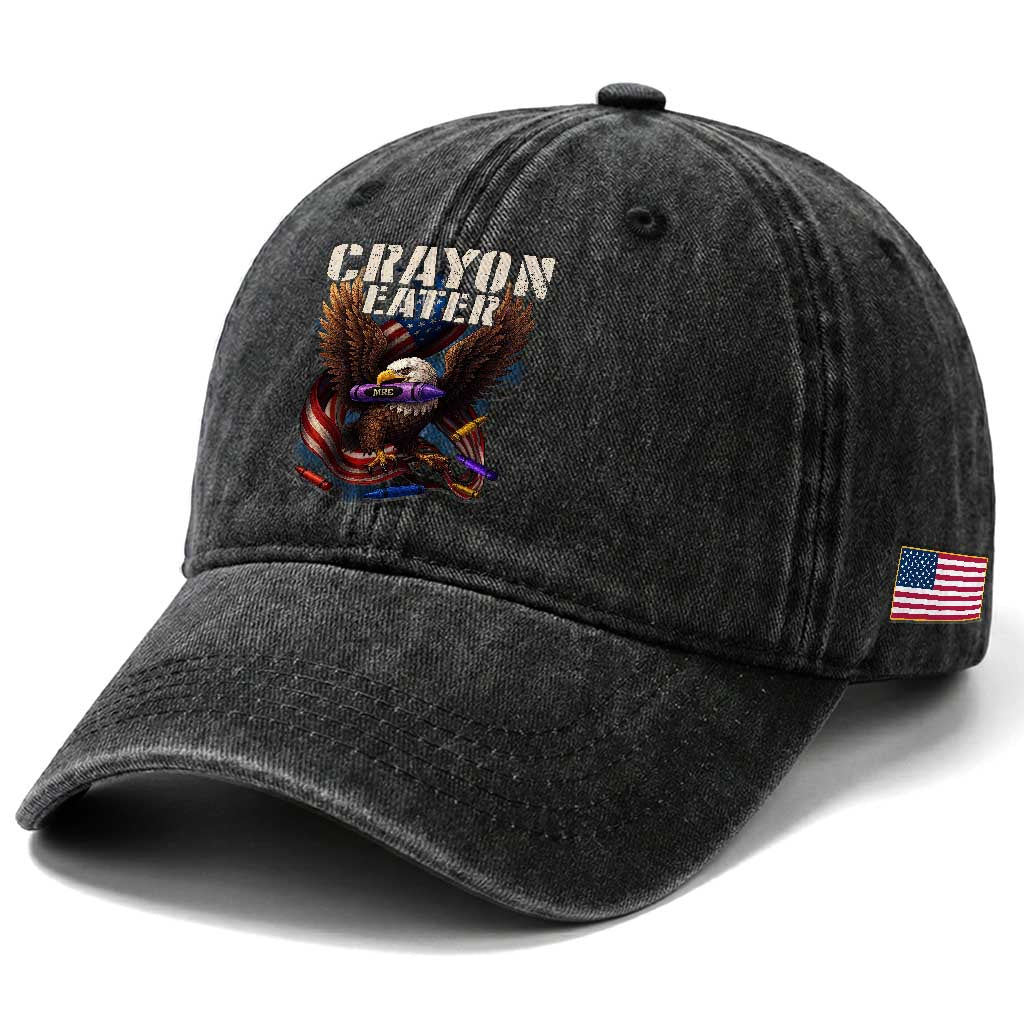 Crayon Eater Washed Cotton Baseball Cap Funny Eagle 250th Anniversary Veterans Gifts