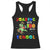 Funny Dinosaur Trex Roaring Into 100 Days Of School Racerback Tank Top