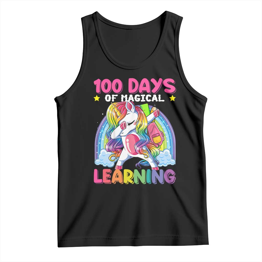 100 Days Of School Tank Top Rainbow Dabbing Unicorn Magic Learning Girls Gift