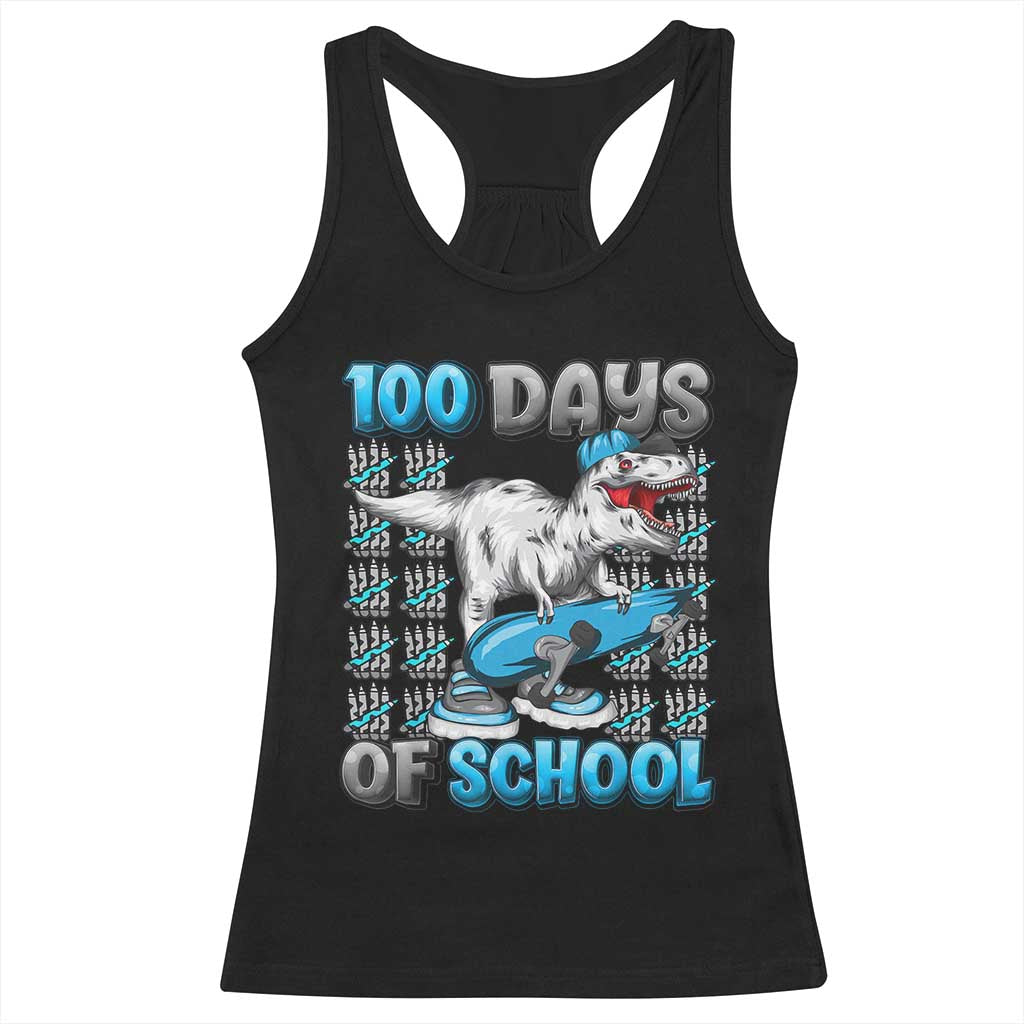 100 Days of School 100th Day Dinosaur Racerback Tank Top