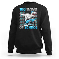Black sweatshirt with dinosaur and '100 DAYS OF SCHOOL' front print