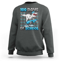 Gray sweatshirt with dinosaur and '100 DAYS OF SCHOOL' front print