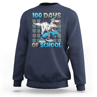 Navy sweatshirt with dinosaur and '100 DAYS OF SCHOOL' front print