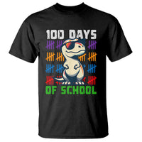Black kids T-shirt with colorful “100 Days of School” dinosaur graphic on front