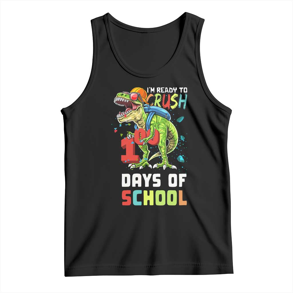 Ready To Crush 100 Days Of School Tank Top T Rex Dinosaur Boys