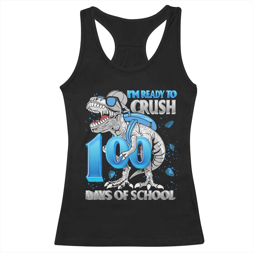 100 Days Of School Dinosaur Racerback Tank Top Trex 100th Day of School Boy Gifts