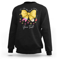 Personalized Teacher Coquette Bow Sweatshirt Custom Name Cute Teacher Appreciation Gift - Wonder Print Shop