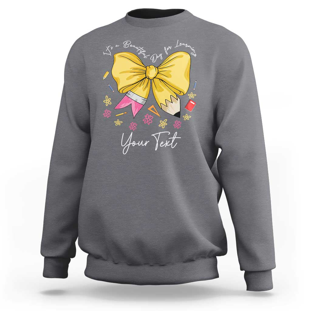 Personalized Teacher Coquette Bow Sweatshirt Custom Name Cute Teacher Appreciation Gift - Wonder Print Shop