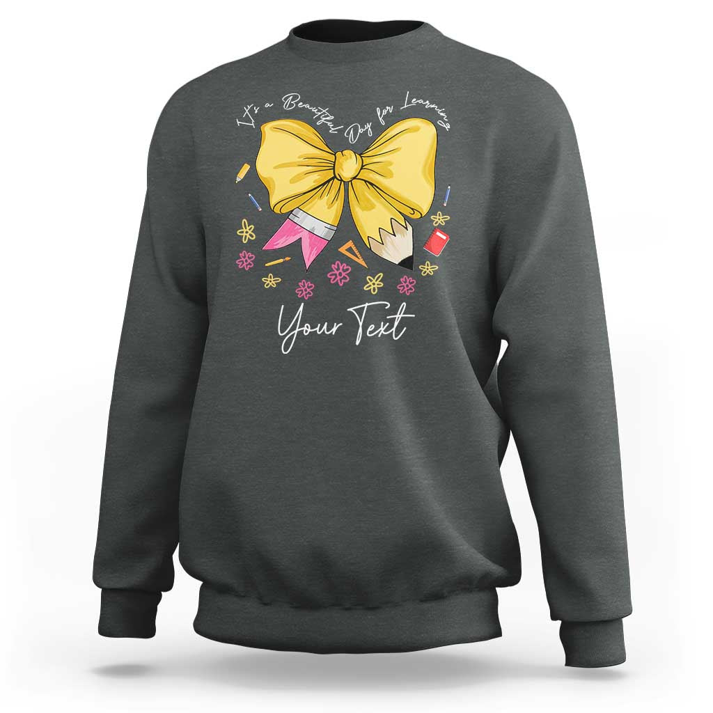 Personalized Teacher Coquette Bow Sweatshirt Custom Name Cute Teacher Appreciation Gift - Wonder Print Shop