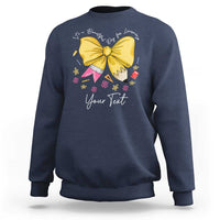 Personalized Teacher Coquette Bow Sweatshirt Custom Name Cute Teacher Appreciation Gift - Wonder Print Shop