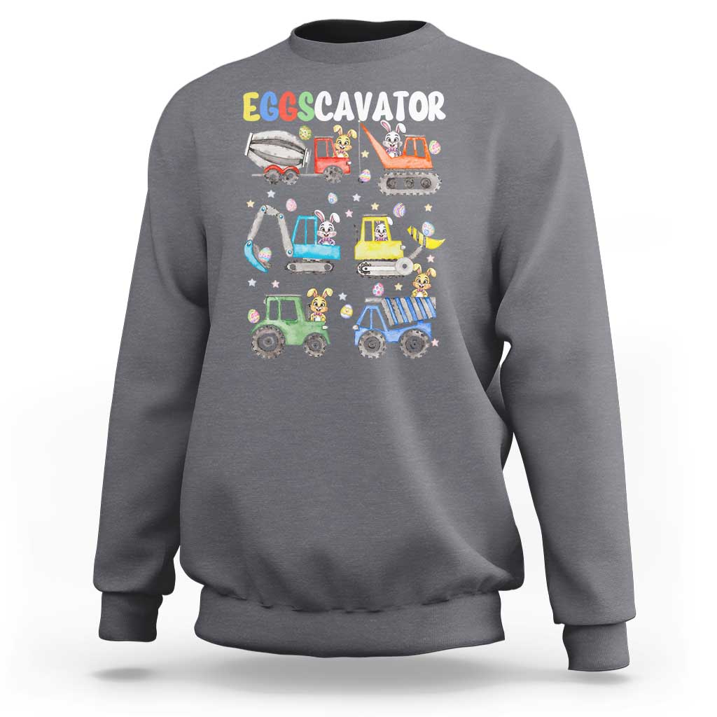 Easter Eggs-Cavator Sweatshirt Bunny Excavator Construction Trucks