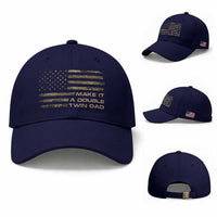Twin Dad Baseball Cap Make It A Double Funny Fathers Day Camo American Flag