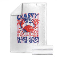 Summer Vacation Throw Blanket If Crabby Return To Beach Retro Graphic
