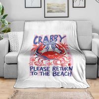 Summer Vacation Throw Blanket If Crabby Return To Beach Retro Graphic