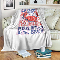 Summer Vacation Throw Blanket If Crabby Return To Beach Retro Graphic