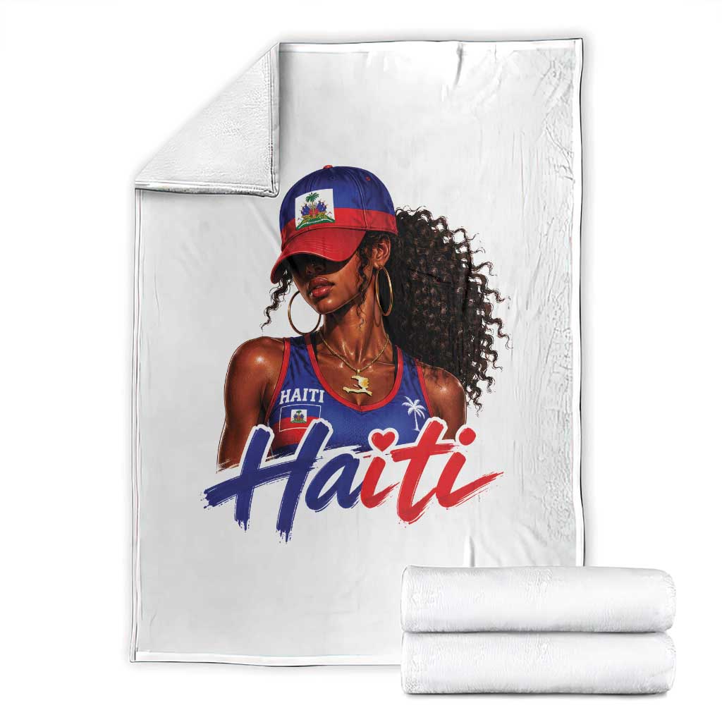 Haitian Girl Throw Blanket Melanin Black Girls Haiti Flag Proud Haitienne