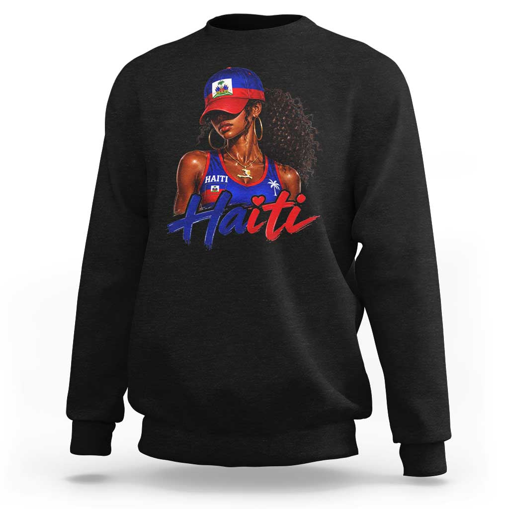 Haitian Girl Sweatshirt Melanin Black Girls Haiti Flag Proud Haitienne