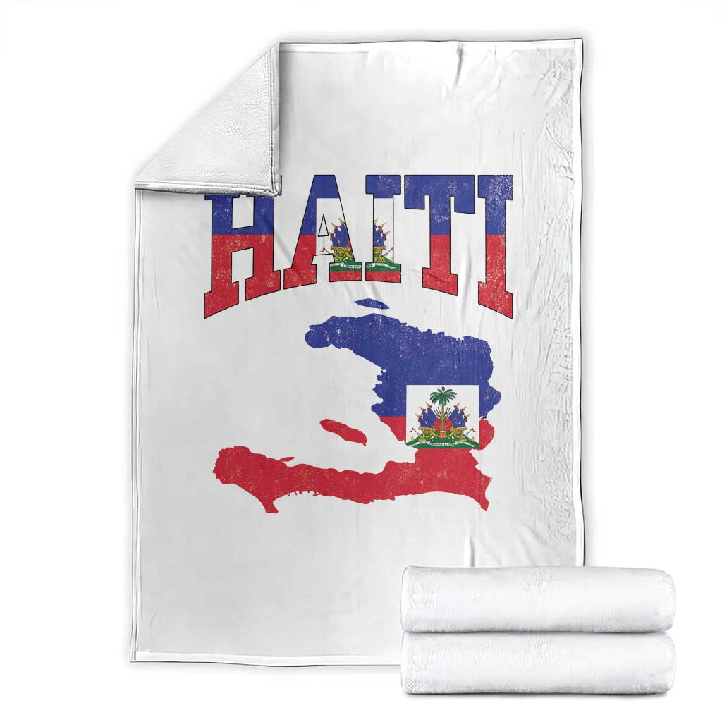 Haiti Pride Throw Blanket Retro Vintage Haitian Flag Map Pride Graphic