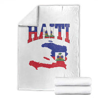 Haiti Pride Throw Blanket Retro Vintage Haitian Flag Map Pride Graphic