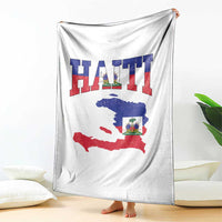 Haiti Pride Throw Blanket Retro Vintage Haitian Flag Map Pride Graphic