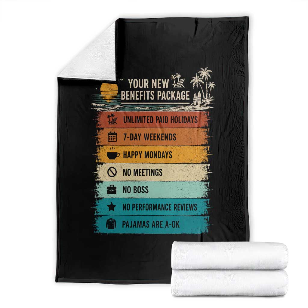 Funny Retirement Gift Throw Blanket New Benefits Package Retro Retired 2026